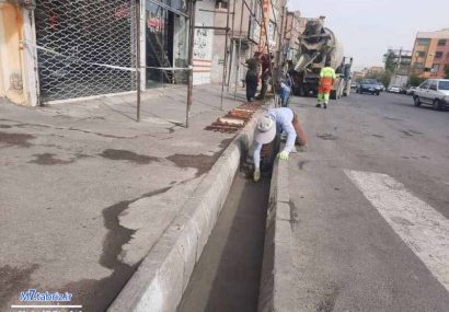 انجام عملیات مرمت آبروهای خیابان الهیه با بتن آماده